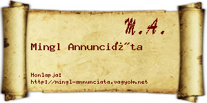 Mingl Annunciáta névjegykártya